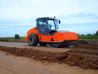 Compactor on construction site