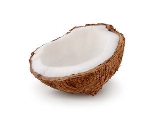 Coconut isolated on white background. Half