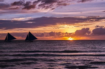 Papier Peint photo Plage blanche de Boracay Beautiful sunset on Boracay white beach, Philippines