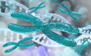 Chromosome, DNA helix
3d rendering