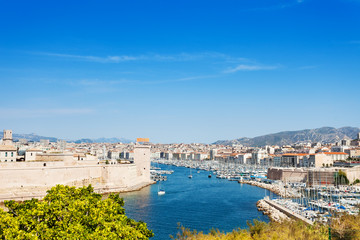 Fototapeta premium Marseille coastline with Fort Saint-Jean, France