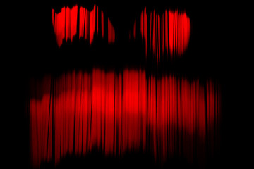 Red striped curtain in theater elegant texture background as a terrible face. Abstract horror picture