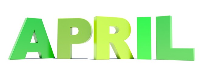 April green text title calendar background on white