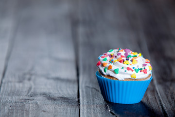 Cupcake in blue cup