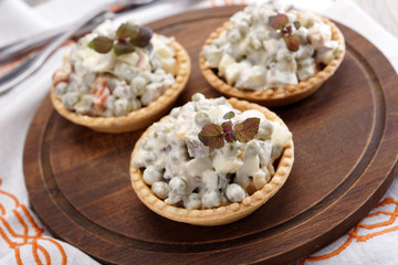 Tartlets with Russian salad