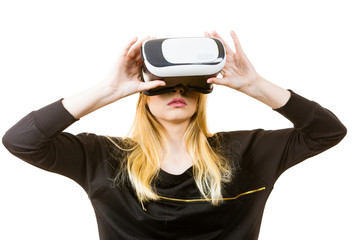 Woman wearing VR goggles