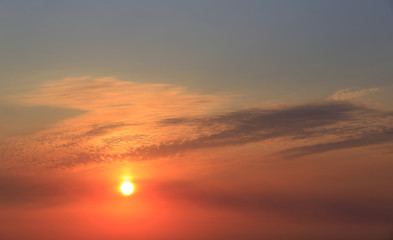 Sunrise in the sky, in the morning