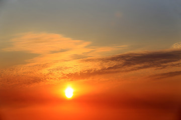 Sunrise in the sky, in the morning