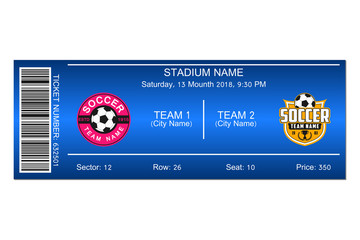 Soccer ticket. Template design for football stadium ticket. Vector illustration. © Roman
