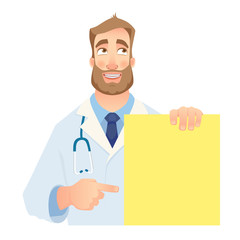 doctor holding blank banner