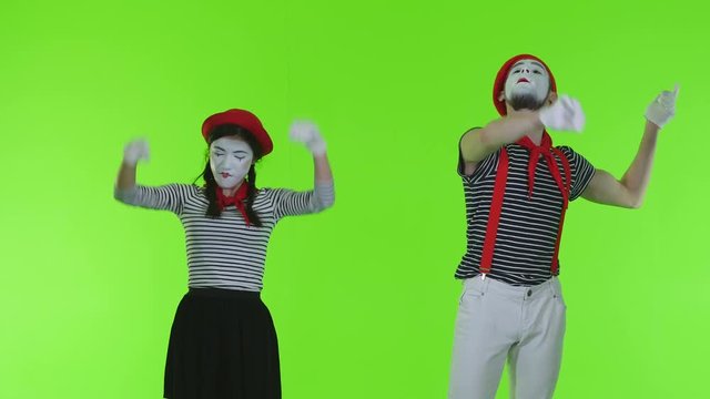 Mimes play musical instruments on a transparent background