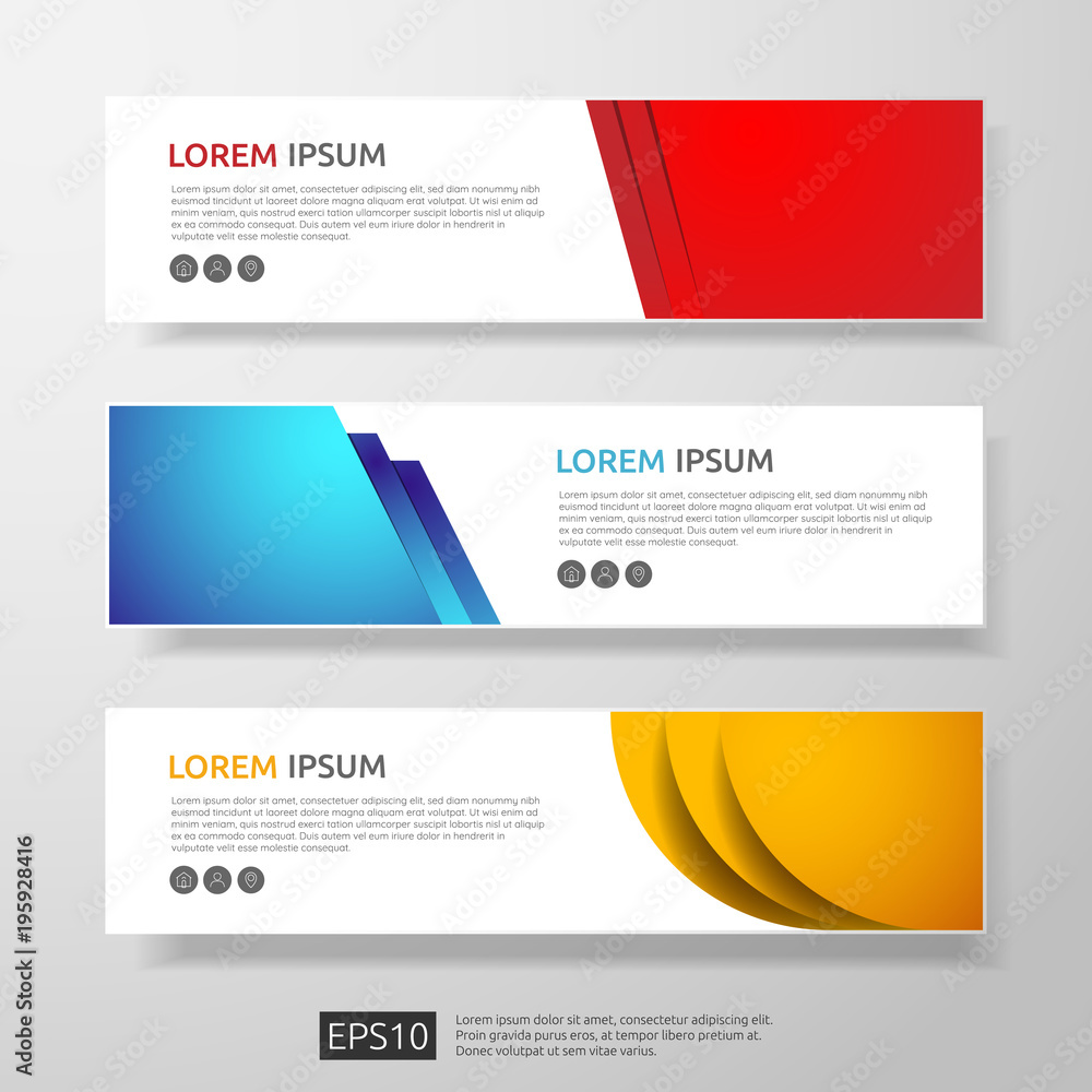 Poster abstract business header or banner template set with geometric shapes. vector illustration