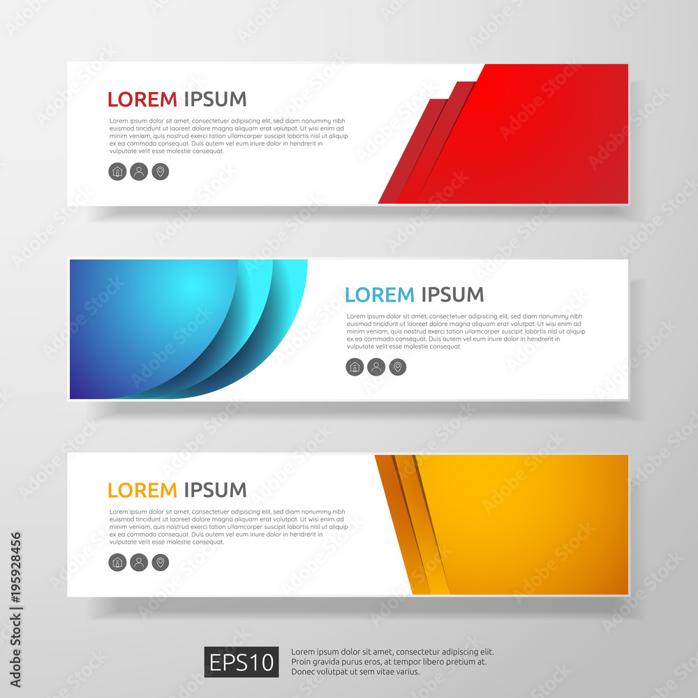 Poster abstract business header or banner template set with geometric shapes. vector illustration