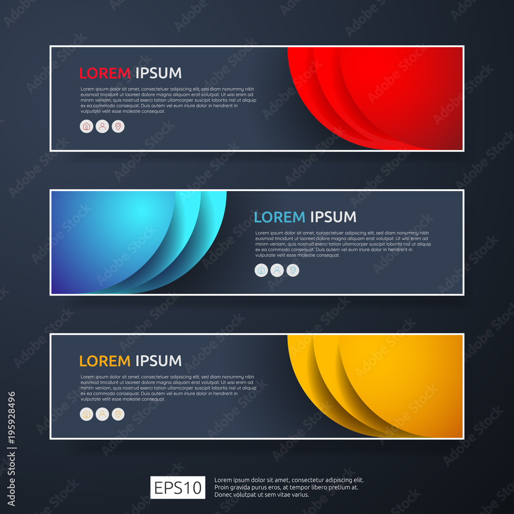 Poster abstract business header or banner template set with geometric shapes. vector illustration