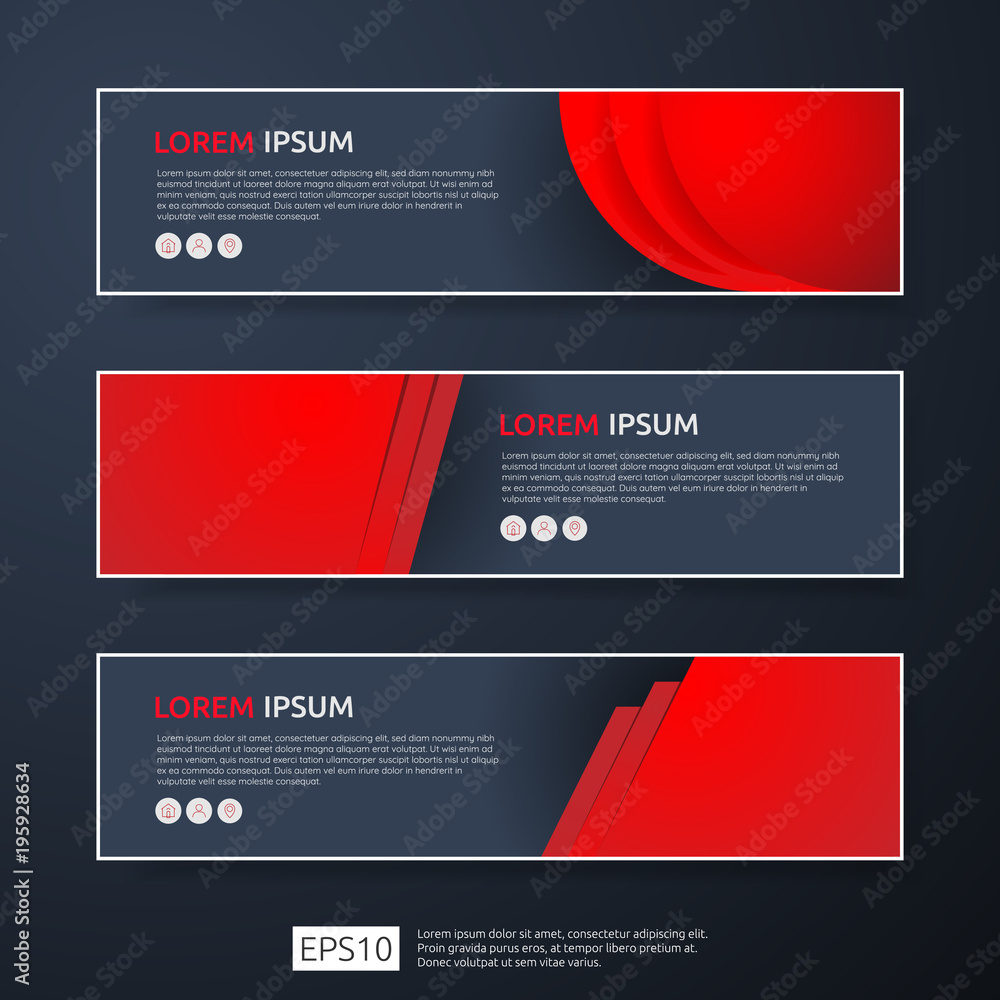 Poster abstract business header or banner template set with geometric shapes. vector illustration