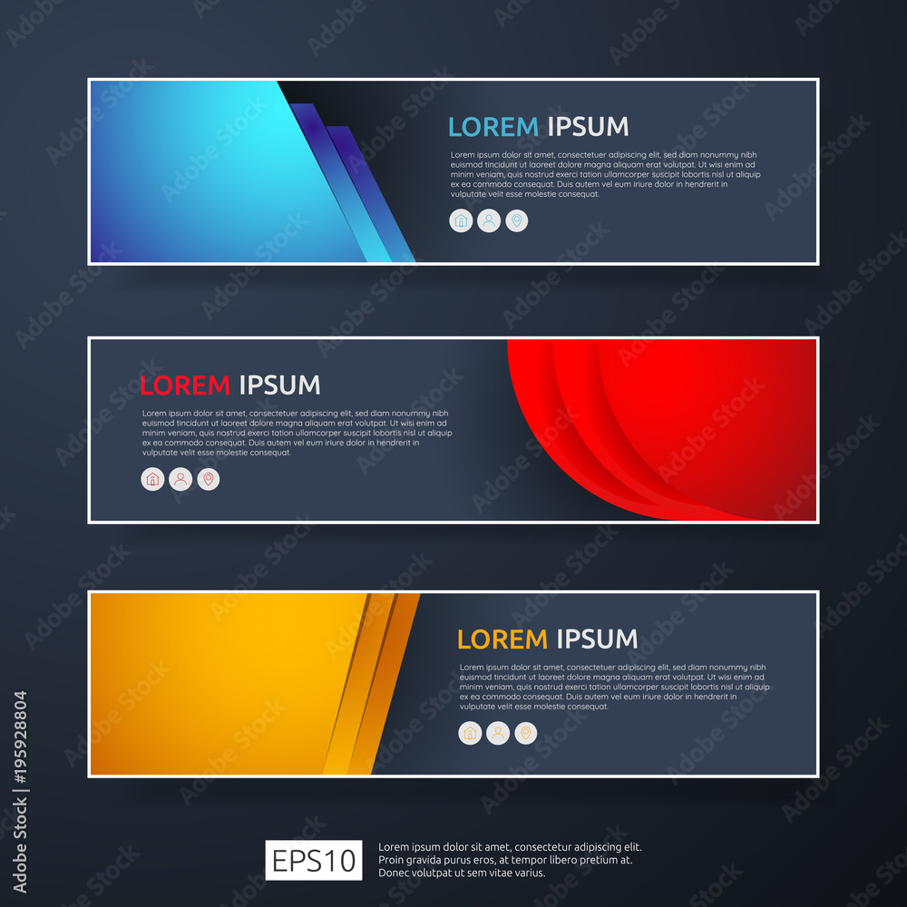 Poster abstract business header or banner template set with geometric shapes. vector illustration