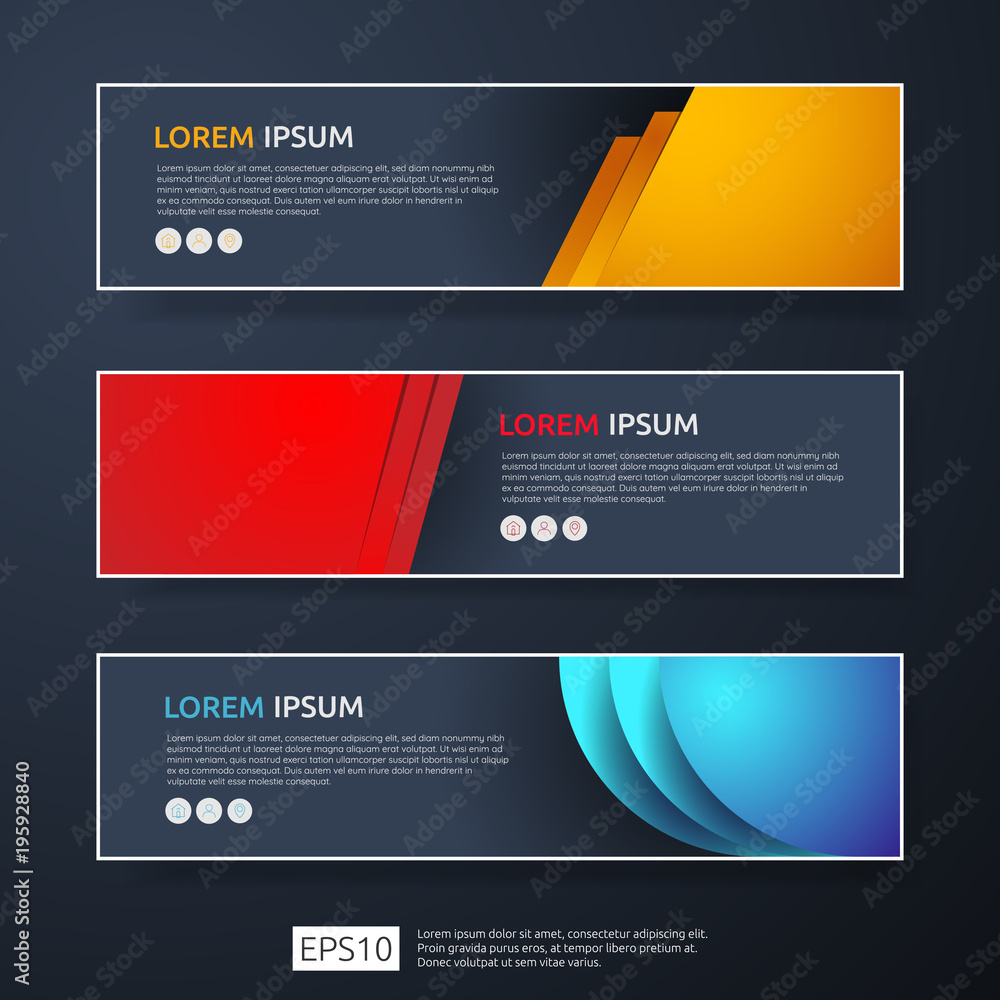 Poster abstract business header or banner template set with geometric shapes. vector illustration