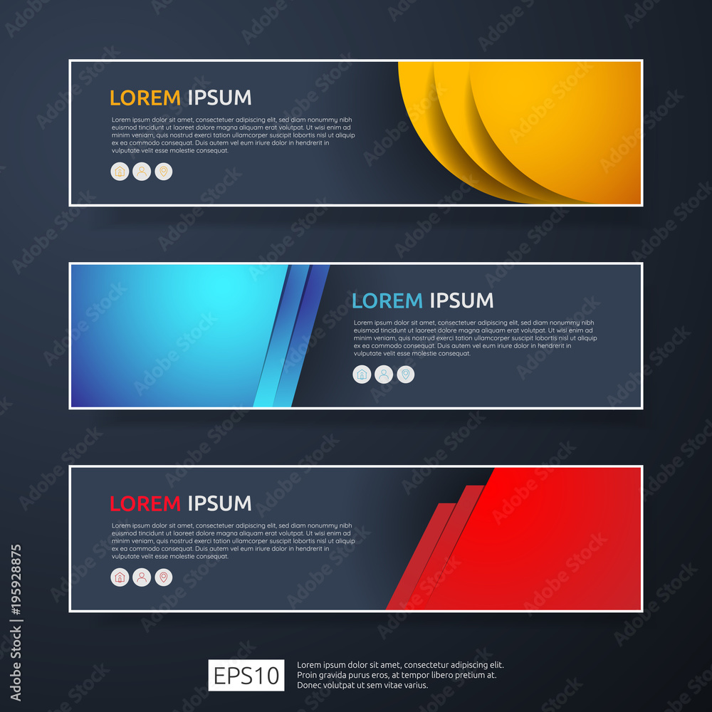 Poster abstract business header or banner template set with geometric shapes. vector illustration