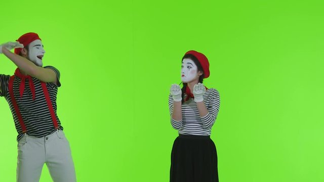 Mimes show acting skills on a transparent background