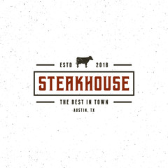 vintage steak house logo. retro styled grill restaurant emblem. vector illustration