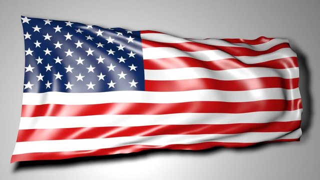 3d animation of american flagg, moving in wind, can be used as background