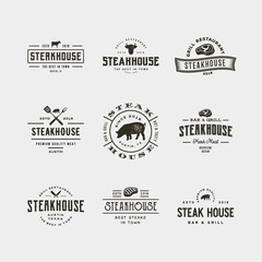 Fototapeta premium set of vintage steak house logos. vector illustration