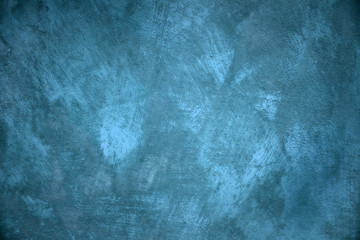 Old stucco plaster blue painted wall abstract background texture photo