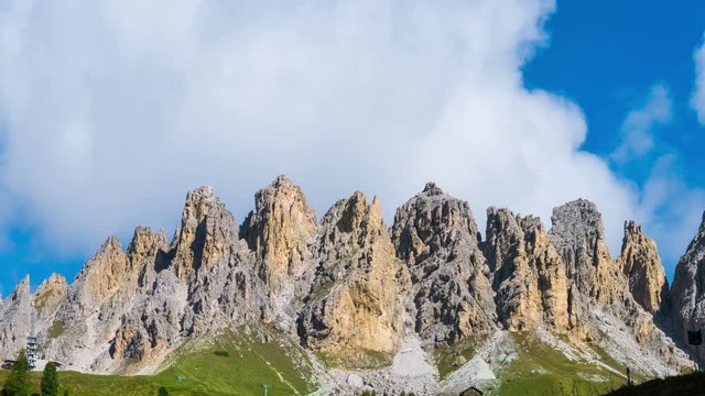 Time Lapse of Dolomites Italy landscape Pizes de Cir Ridge in South Tyrol, Western Dolomites - Italy tourist attraction for nature travel and outdoor acticity. Breathtaking landscape of Northern Italy