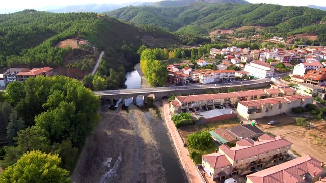 Drone en Caceres, poblacion Pinofranqueado, municipio español, perteneciente a la provincia de Cáceres, en la comunidad autónoma de Extremadura (España)