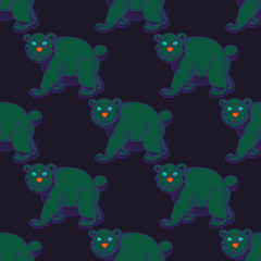 Amazing bear seamless pattern. Cartoon style pattern design.