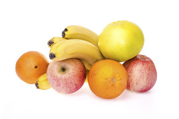 Ripe and tasty fruits isolated on a white