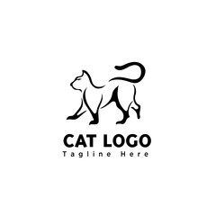 brush art walking cat logo