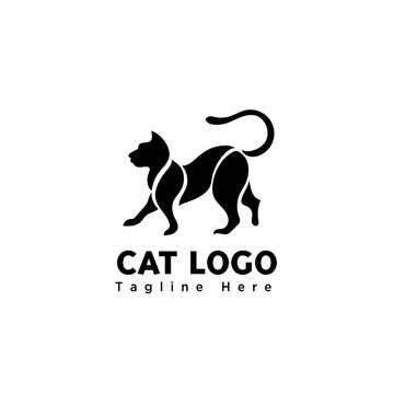 silhouette part art walking cat logo