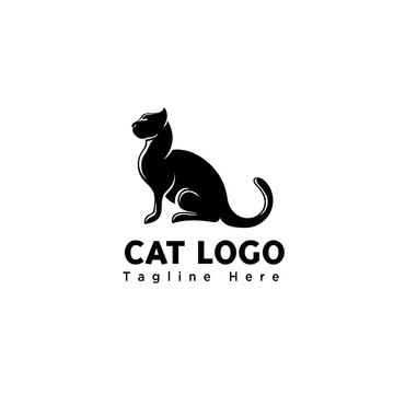 silhouette stand art cat logo