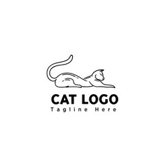 line art sleep cat logo