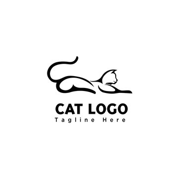 brush art sleep cat logo