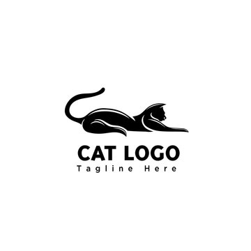 silhouette art sleep cat logo