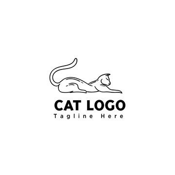 line art sleep cat logo