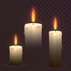 Set of vector burning candles