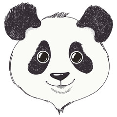 Fototapety  Cute panda. Portrait of funy  bear. Hand drawn.Vector illustrator