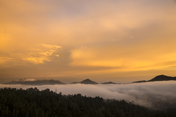 Clouds of misty mountain ranges as viewed from genting highlands 
