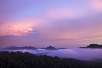 Clouds of misty mountain ranges as viewed from genting highlands 