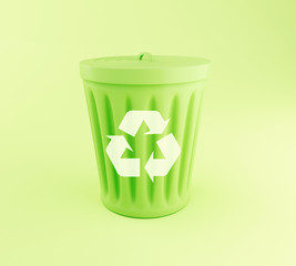 3d Green Recycle bin.