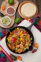 Shrimp Fajitas In Cast Iron Skillet