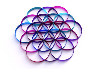 Paper Art Quilling  Flower of Life Symbol Filigree Background - Sweet 3D Render Papercraft Celt Concept Flourish for Design Project 
