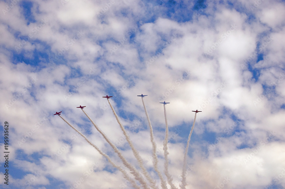 Wall mural aircraft formation