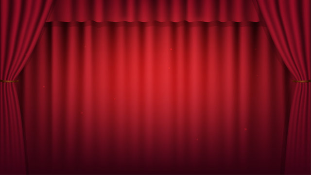 Background with a red theatrical curtain
