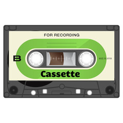 Audio cassette tape illustration isolated on white.