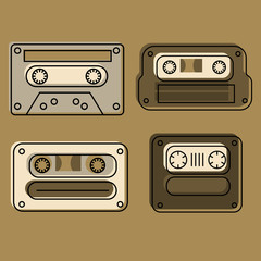 Retro feel audio cassettes set, authentic design.