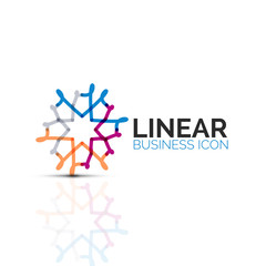 Abstract flower or star, linear thin line icon. Minimalistic business geometric shape symbol created with line segments